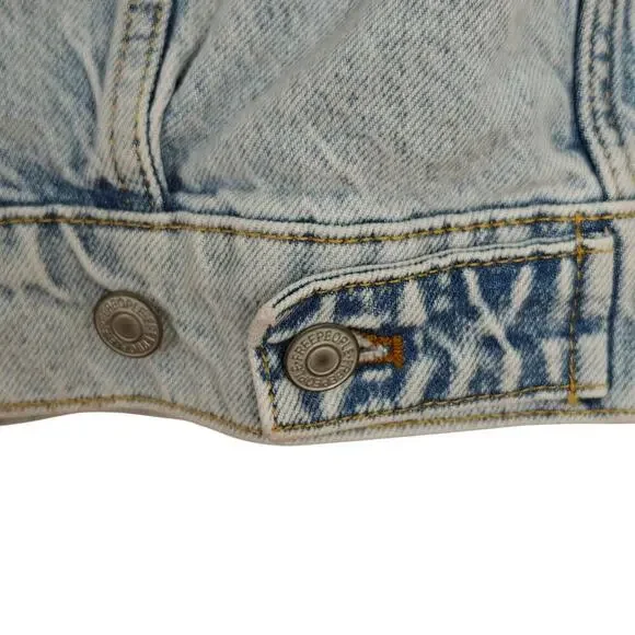We the Free People Brando Denim Hoodie Jacket Malta Acid Wash Size XS Cropped - Picture 9 of 13